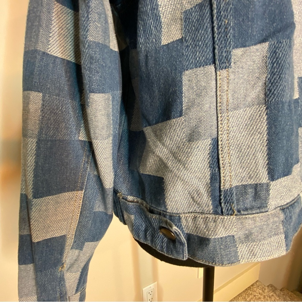 ALEXIS TAYLOR New Patchwork Denim Jean Jacket Pockets Cotton Streetwear Medium - Picture 12 of 15